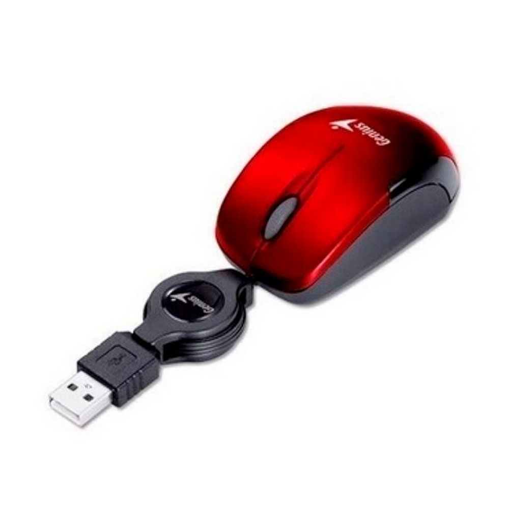 Mouse Usb Micro Traveler Cable Retractil rojo - Image 2