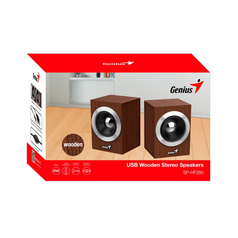 Parlantes estereo Genius SP-HF280 USB de Madera - Image 3
