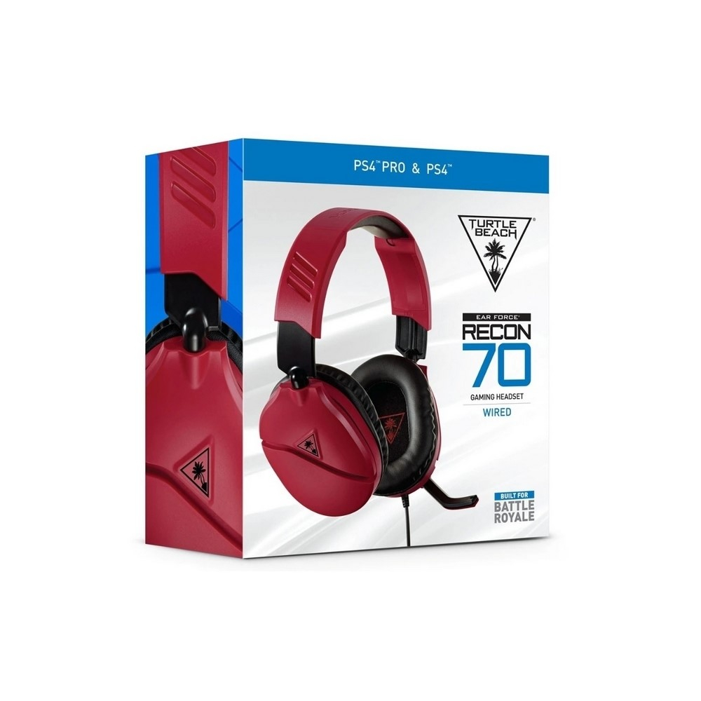 Audífonos Gaming Alámbricos de Diadema con micrófono, Turtle Beach Recon para PlayStation PS4 Recon 70P, color Midnight Red, Jack 3.5mm