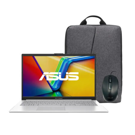 Portátil ASUS Vivobook Go 15  E1504GA-NJ531W  Intel® Core™ i3-N305, 15,6 FHD, 8GB, 512 SSD,Windows 11 Home, Cool Silver,  Morral y Mouse.