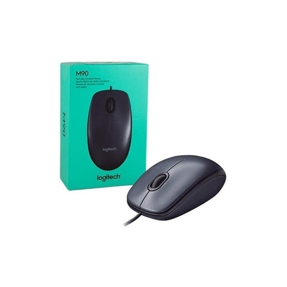 MOUSE M90 Logitech Alámbrico USB En Caja Compatible Win-Mac Garantía 3Años-NEGRO - Image 3
