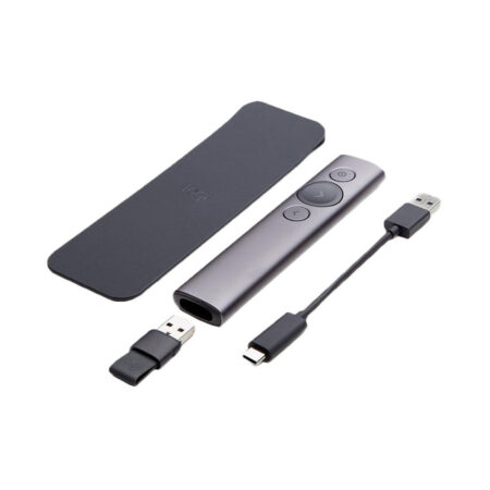 APUNTADOR SPOTLIGTH Logitech Bilingüe TV Bluetooth/Wireless Receptor USB Compatible Win-Mac Alcance 30Metros Recargable Garantía 1Año-GRIS