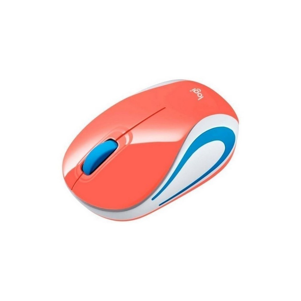 MINI MOUSE M187 Logitech Inalámbrico Receptor USB Compatible Win-Mac Ultra Portable Garantía 3Años-Coral-NARANJA