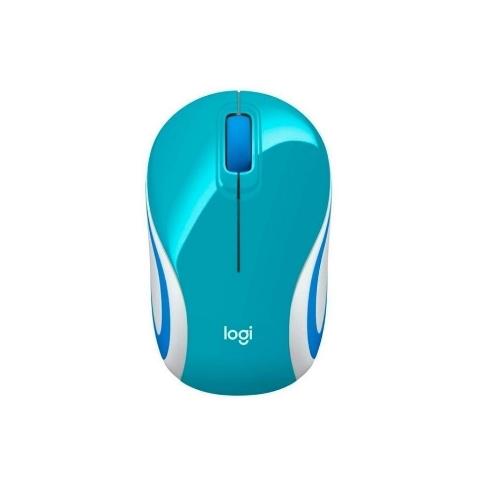 MINI MOUSE M187 Logitech Inalámbrico Receptor USB Compatible Win-Mac Ultra Portable Garantía 3Años-Bright Teal-VERDE