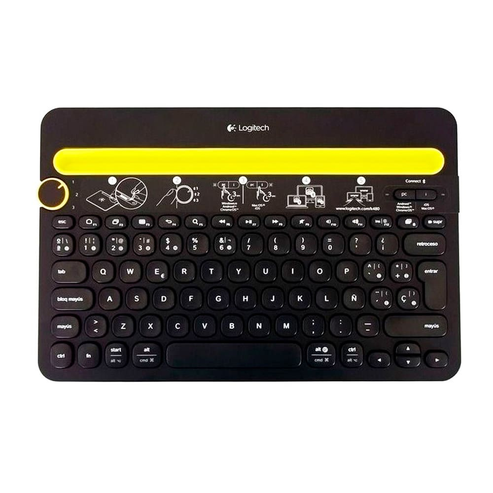 TECLADO K480 Logitech Español Bluetooth Compatible Win-Mac-Android MultiDispositivo FLOW Soporte Garantía 2Años-NEGRO