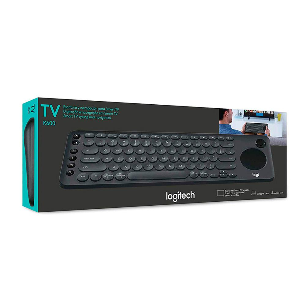 TECLADO K600 Logitech TV Español Bluetooth/Wireless Receptor USB Compatible Win-Mac-Android-Unifying Touchpad Alcance 15Metros Garantía 2Años-NEGRO
