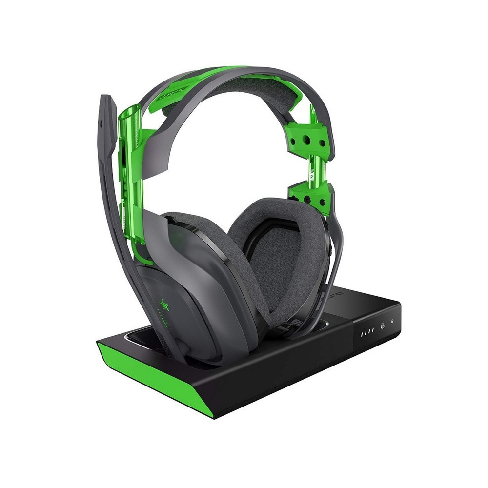 DIADEMA ASTRO A50 + BASE STATION Logitech Gaming Inalámbrica Wireless Para Xbox/PC Carga Magnética Micrófono Cancela ruido Sonido Dolby 7.1 Garantía 1Año-NEGRA-VERDE