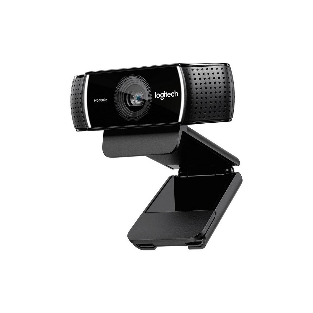 CAMARA WEB C922 PRO STREAM Logitech Gaming USB FULL HD 1080 Compatible Win-Mac 2 Micrófonos Incorporado Audio Estéreo Garantía 2Años-NEGRO