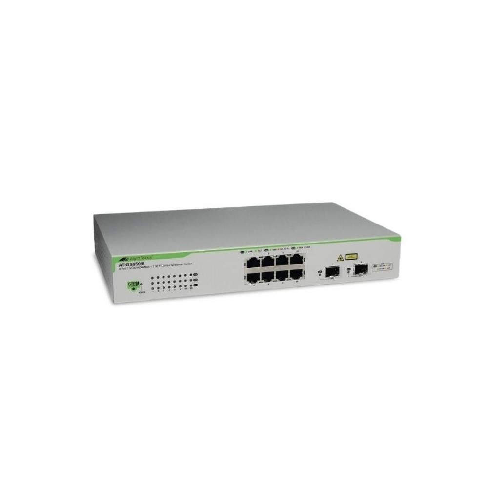 Switches Allied telesis 8-port 10/100/1000T eco-friendly WebSmart switch with 2 SFP combo ports