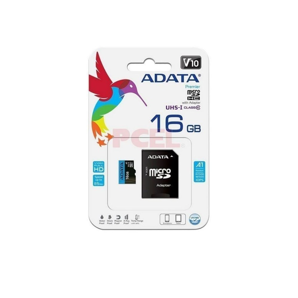 ADATA MEMORIA MICRO SD CON ADAPTADOR SD CLASS 10 A1 16GB