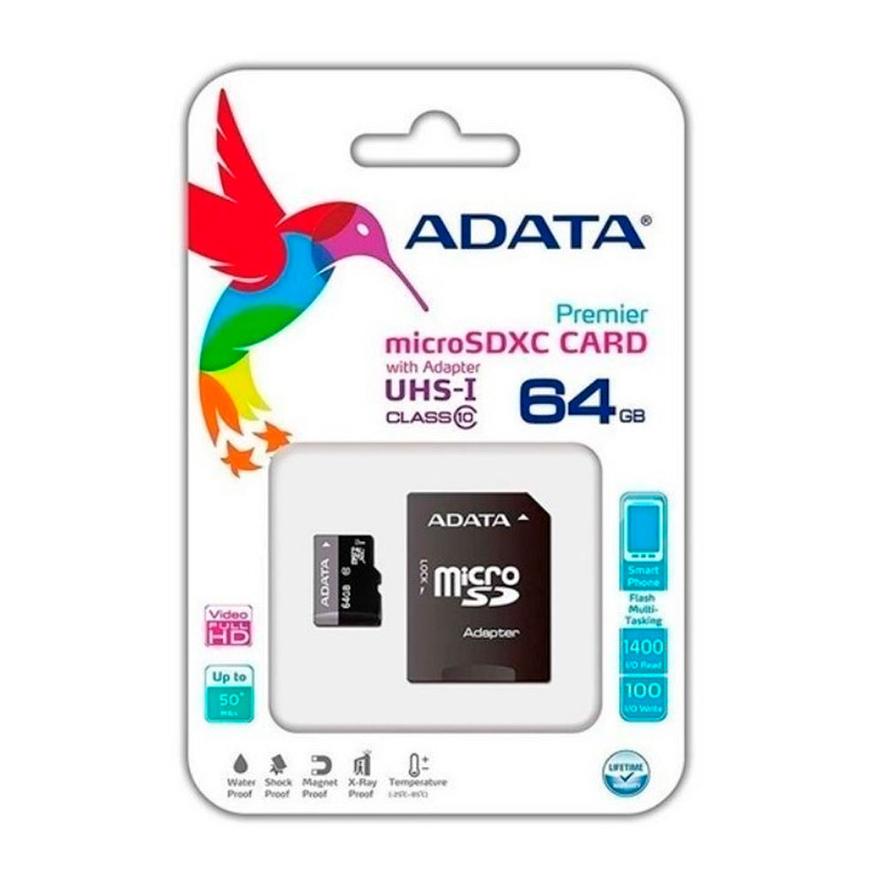 Memoria Micro SD Adata con Adaptador SD Class 10UHS 64GB