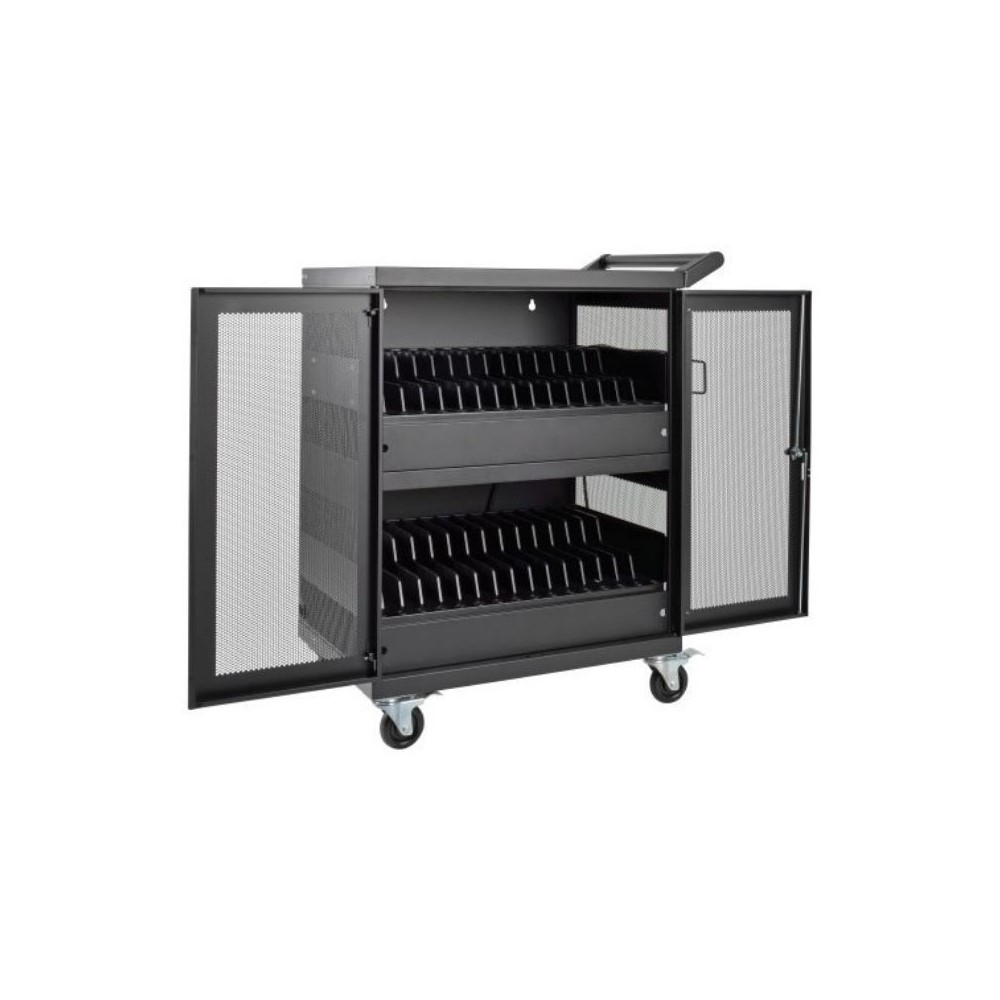 Estación Móvil de Carga de CA para 32 Dispositivos Chromebooks y Laptops, Opción para Instalación en Pared, en Color Negro