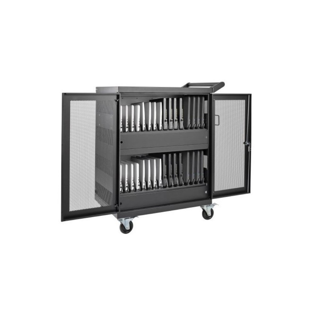 Estación Móvil de Carga de CA para 32 Dispositivos Chromebooks y Laptops, Opción para Instalación en Pared, en Color Negro - Image 2