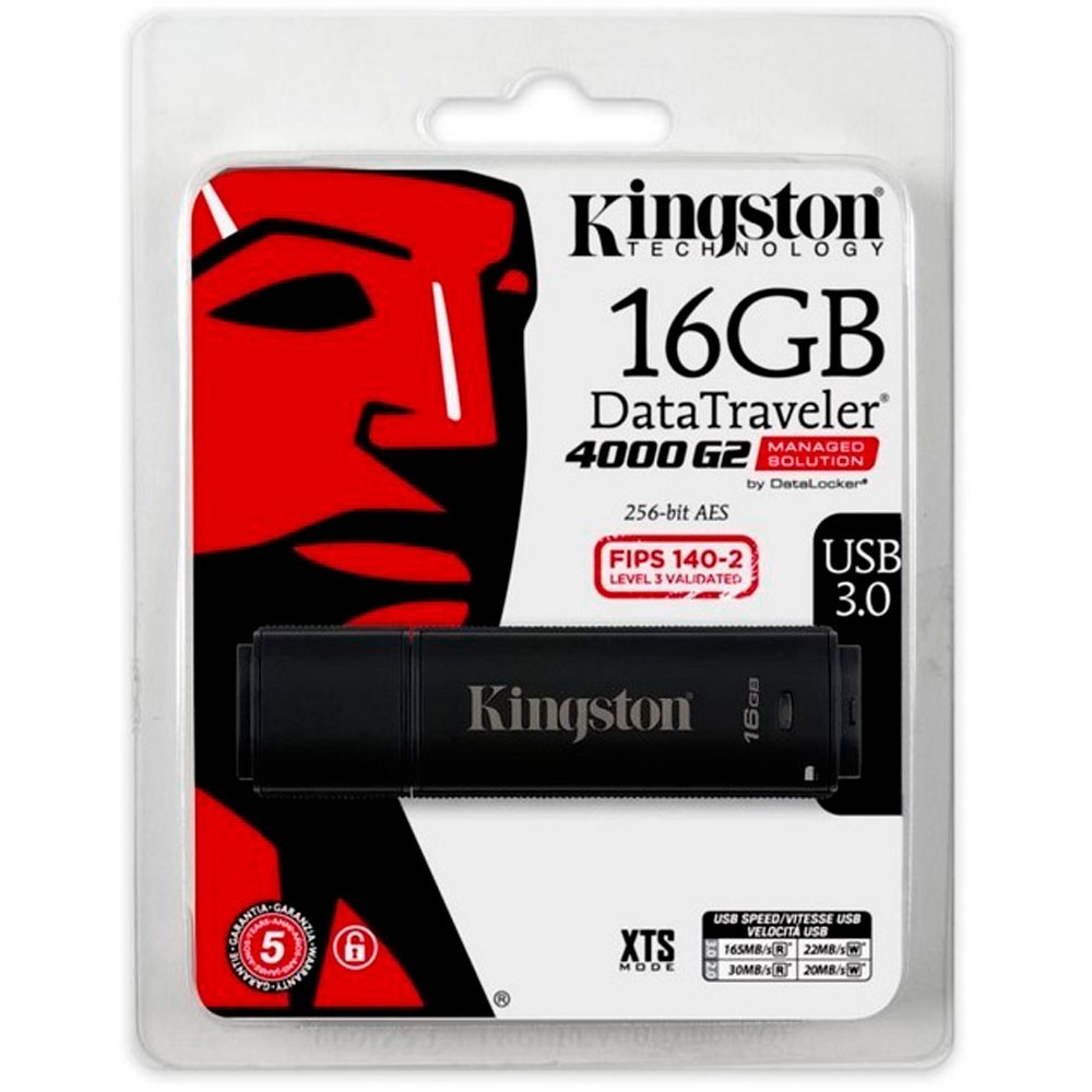 Memoria Kingston 16GB USB 3.0 DT4000 G2 256 AES FIPS 140-2 Level 3 (Management Ready)