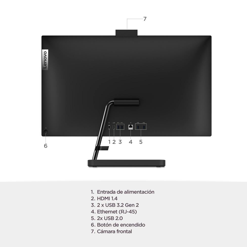 Todo en uno Lenovo IC 3 24IAP7 Intel Core i3 1215U 23,8" Pulgadas FHD Memoria 8GB Estado Solido 512GB Linux Color Negro - Image 3