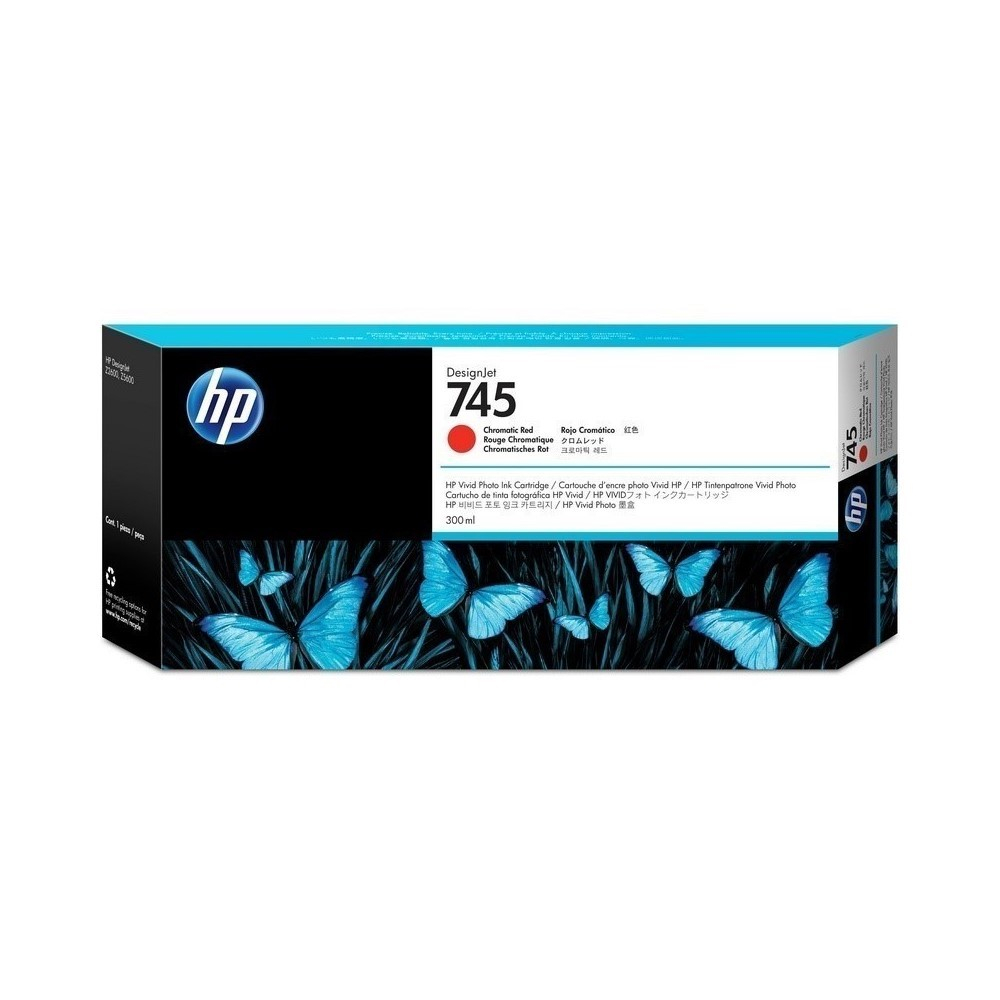 Cartucho de tinta Designjet HP 745 de 300 ml rojo cromático