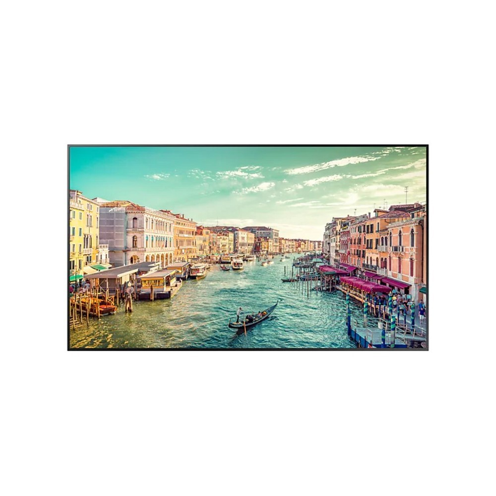 Monitor industrial QM65R,Tamaño: 65,Resolución 3840X2160 (16:9) 4K UHD,Brillo 500nit,Certificación contra polvo IP5X, Contraste: 4000:1,Características: uso 24 horas/día,Panel Antirreflectivo, Sensor IR Central (Tras el panel), altavoces 10Wx2 , Reproductor embebido MagicInfo S6 (Basado en Tizen 4.0), SSSP 6.0, Web Browser, WiFi, 8GB almacenamient