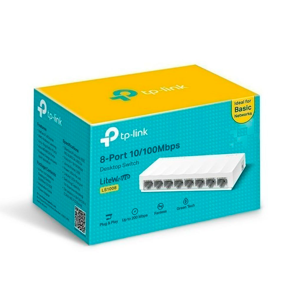 Switch de escritorio de 8 puertos 10/ 100M RJ45, caja de plástico