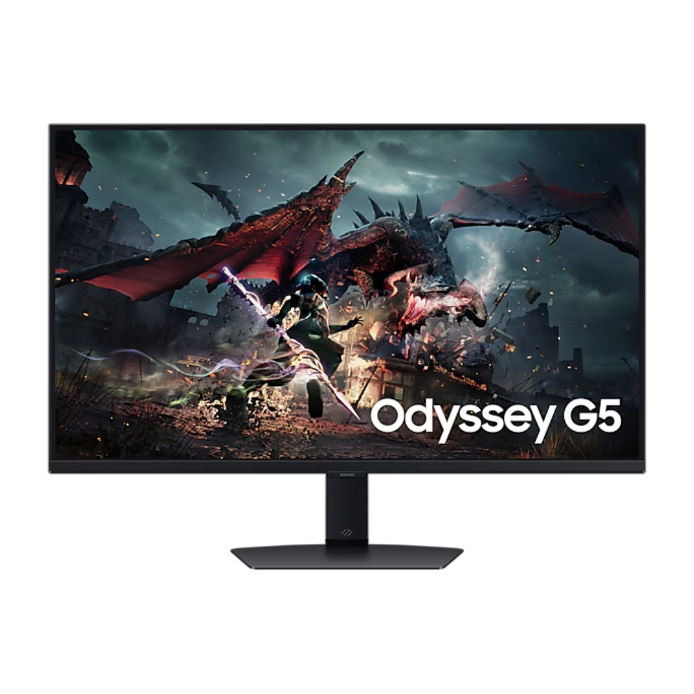 Monitor Samsung plano gamer Odyssey G5 Tamaño pantalla: 32 Panel VA Color Negro PIVOT - HAS Brillo: 250cd/m2 Relacion de Aspecto 16:9 Contraste: 1000:1(Typ) HDR10 Resolución: 2560 x 1440 2K SRGB 99% Tiempo de Respuesta: 1 ms Tasa de refresco 165 HZ Eye Saver Mode, Flicker Free, Windows Certification FreeSync Premium,Pantalla VESA HD