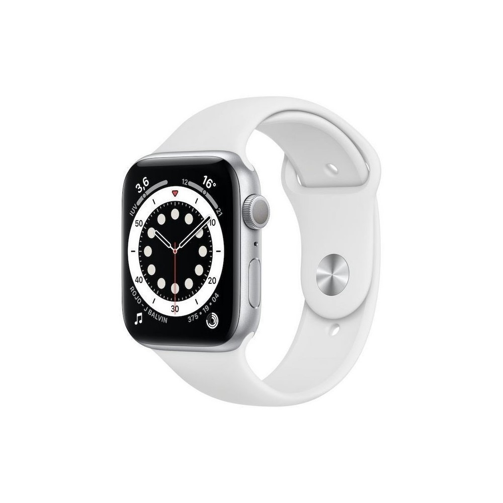 Apple Watch Series 6 GPS, 44mm Silver Aluminium Case with White Sport Band