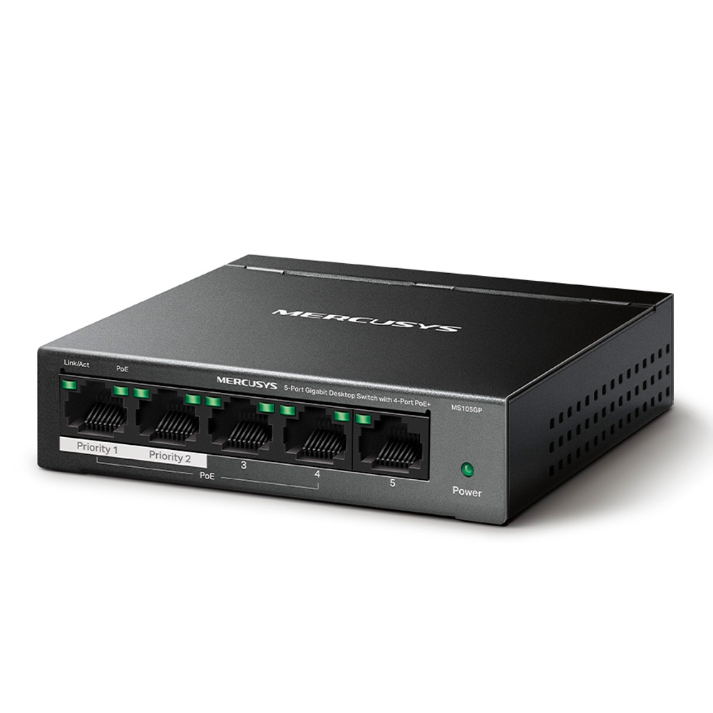Switch no administrables MERCUSYS 5-Port Gigabit Desktop Switch with 4-Port PoE+ - Image 2