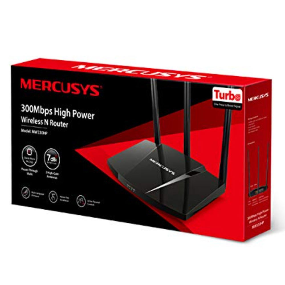 Router Mercusys Inalambrico Alta Potencia 300Mbps 3 antenas externas.