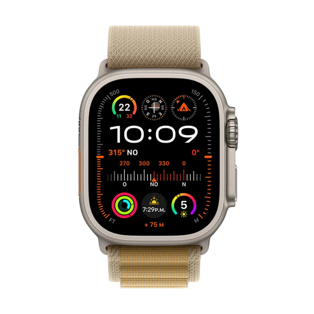 Apple Watch Ultra 2 GPS + Cellular 49mm Natural Titanium Case with Tan Alpine Loop - Medium - Image 2