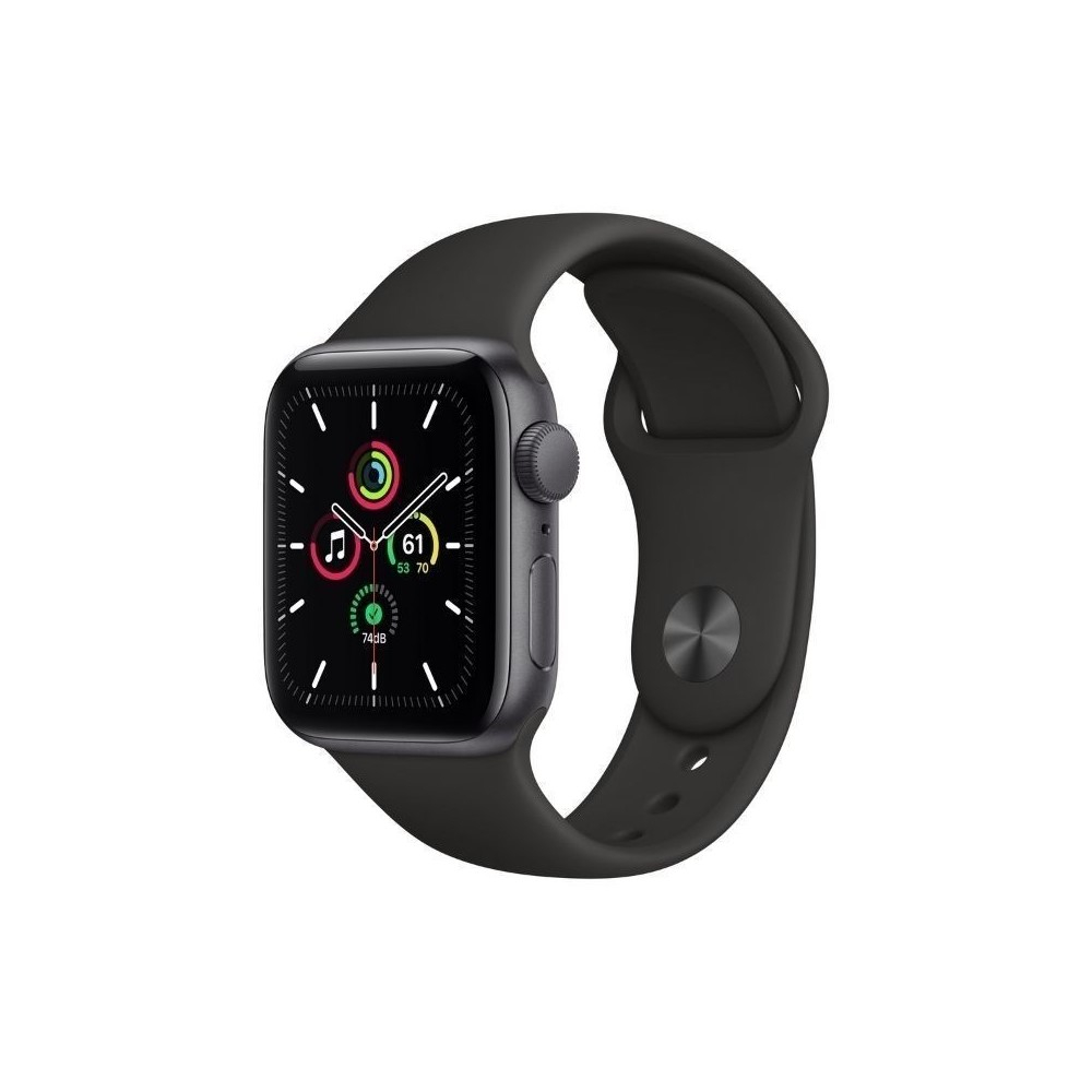 Apple Watch SE GPS, 40mm Space Gray Aluminium Case with Black Sport Band
