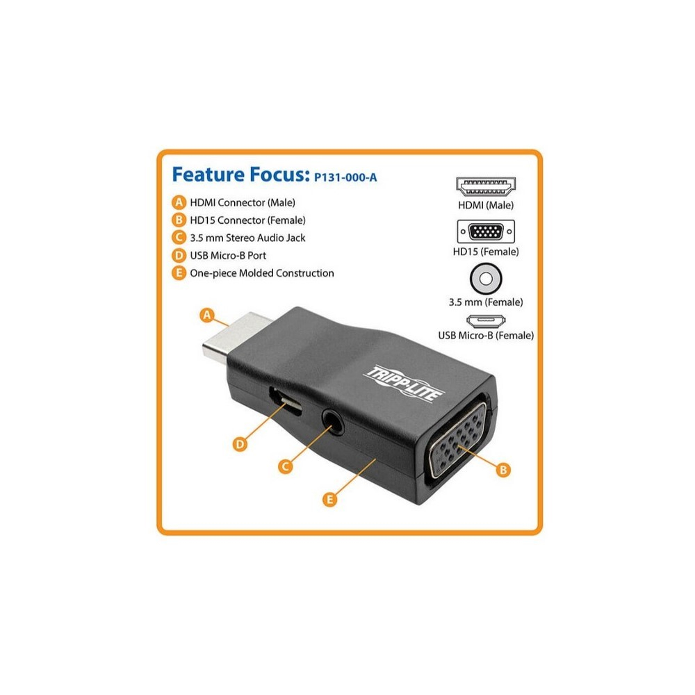 Compacto Convertidor Adaptador de Video HDMI a VGA con Audio (M/H) - Image 4