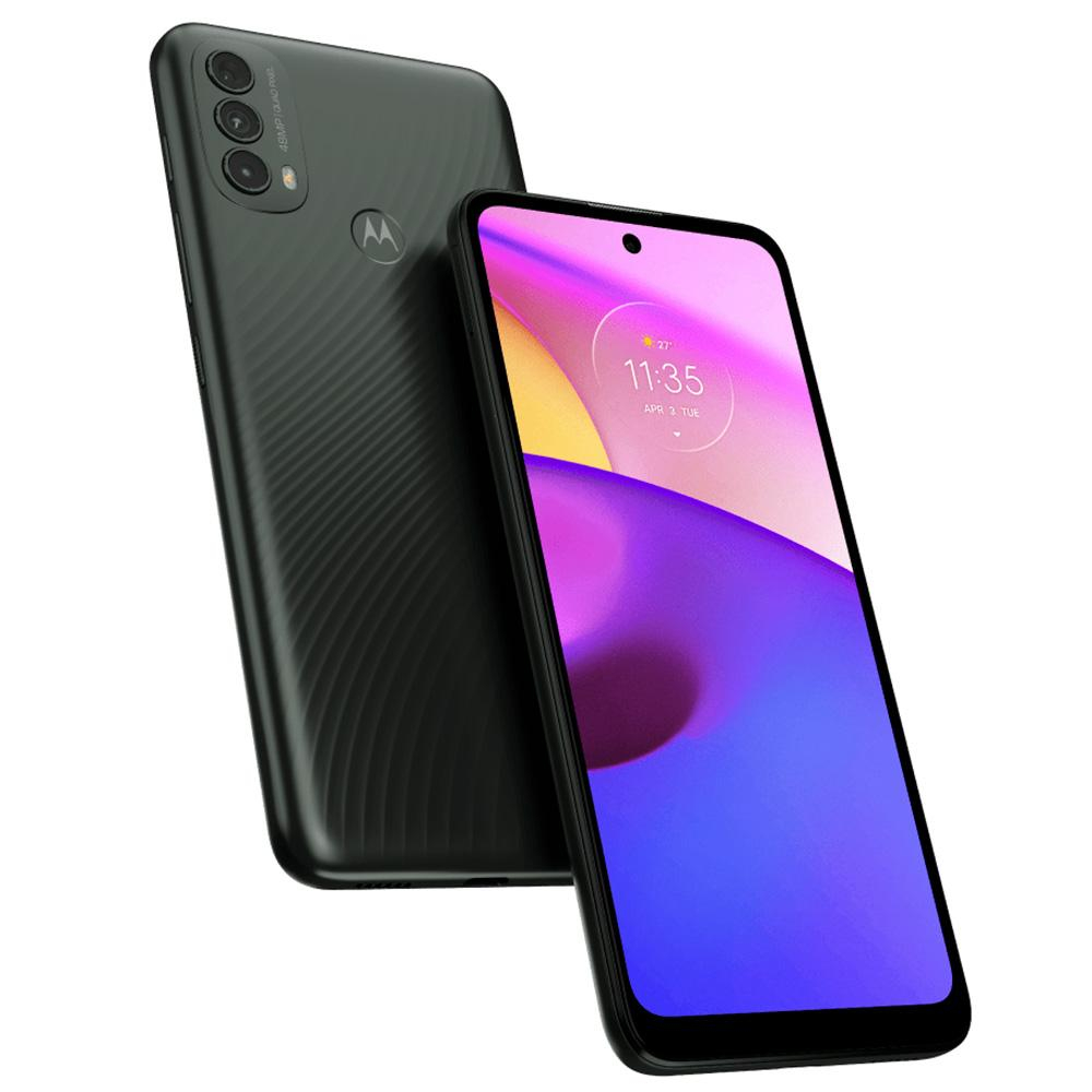 Celular Motorola E40 color Gris, camara fotografica principal de 48MP+2MP+2MP y frontal de 8MP, memoria de 64GB de ROM y 4GB de RAM