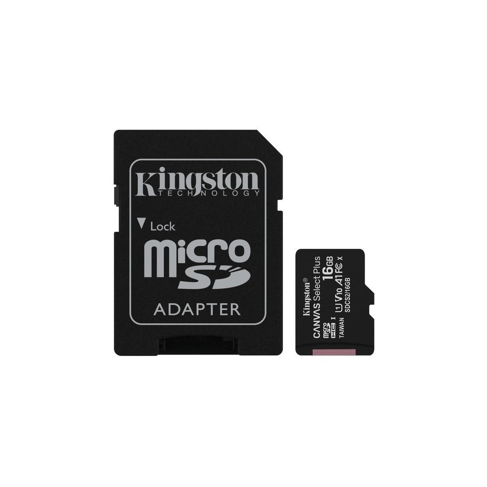 Memoria Kingston micro SD con adaptador Canvas Select Plus Clase 10 85MB/100MB 16GB
