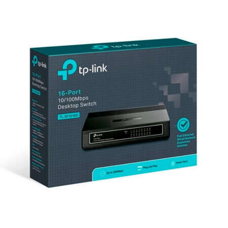 Switch TP-LINK NO administrable 16 puertos RJ4510/100 Mbps Auto-Negociación, compatible con Auto MDI
