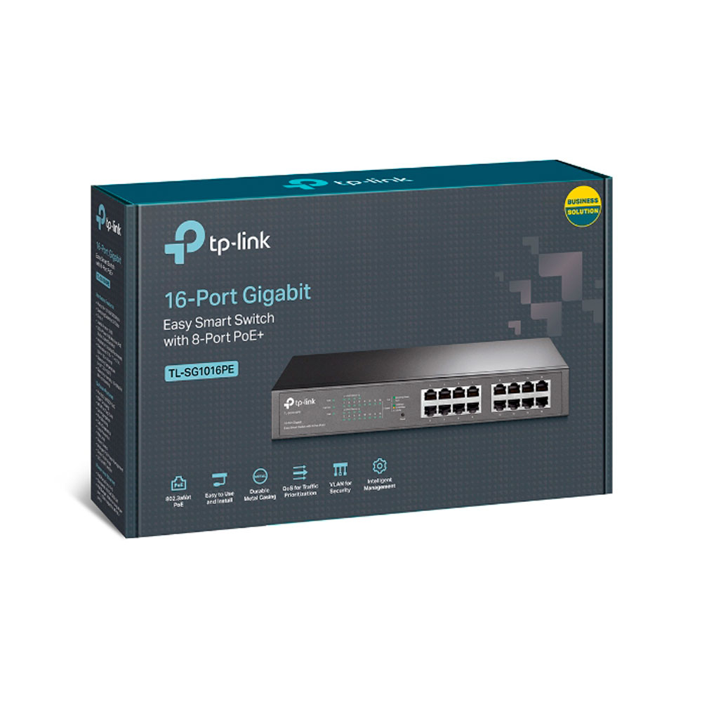 SwitchTPLINK Easy Smart de 16 Puertos Gigabit con 8 Puertos PoE+