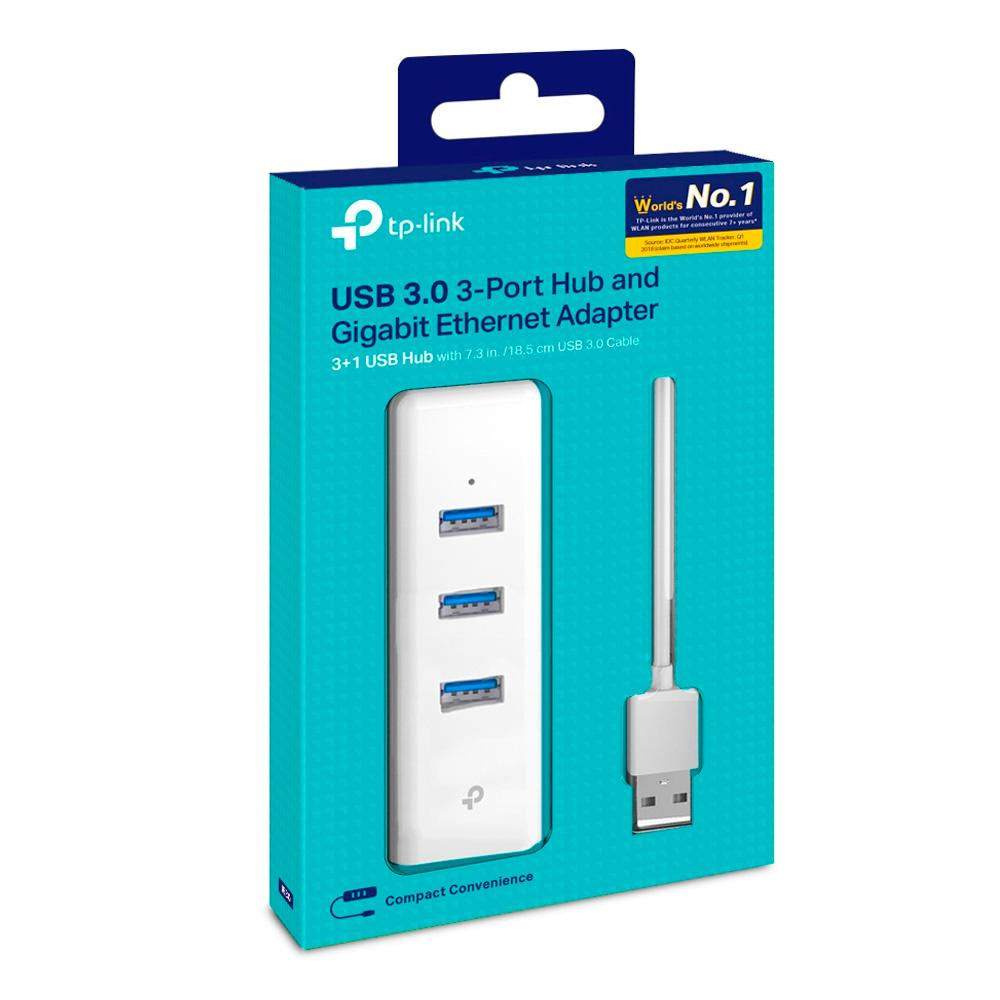 Adaptador de red USB 3.0 a Gigabit Ethernet con concentrador USB 3.0 de 3 puertos, 1 conector USB 3.0, 1 puerto Gigabit Ethernet, 3 puertos USB 3.0 - Image 4