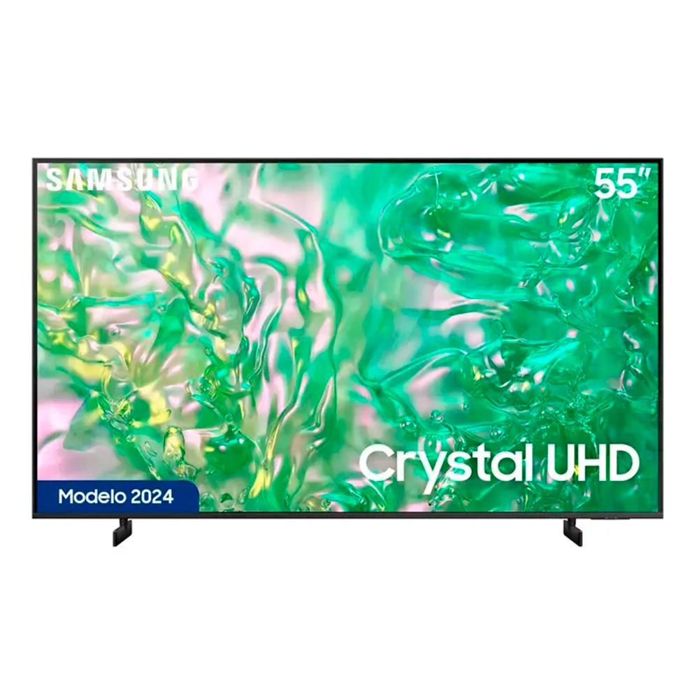 Televisor Samsung FLAT LED Smart TV 55 pulgadas Crystal UHD 4K /3,840 x 2,160 / DVB-T2 / HDR /LAN/ WIFI 5/ Control remoto Solar / Soporte ajustable / Bluetooth 5.2 / Google Meet / Multi view/ AirPlay 2 / Bixby desde el control /modo ambiente/ Modo Juego/ HDMI x 4/ USB x2-A /abre y edita archivos de Office/ control de voz/Garantía 1 año, Ficha técn