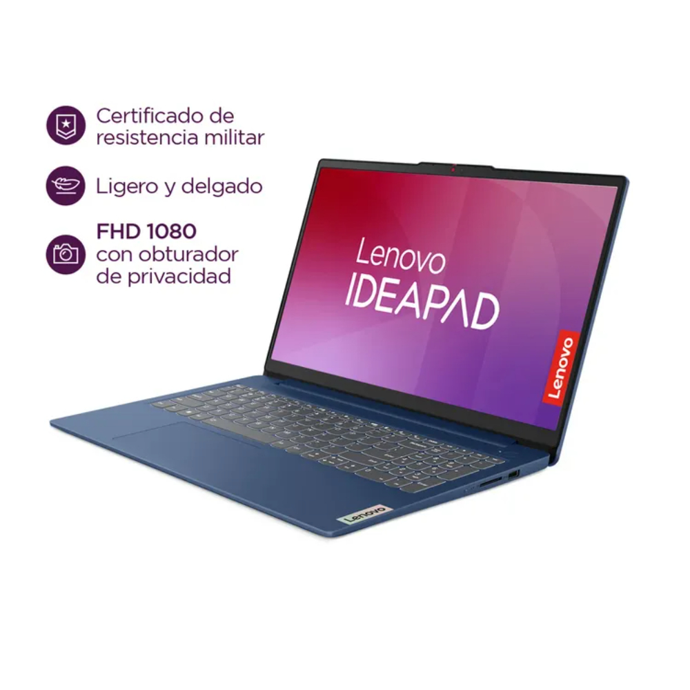 Portátil Lenovo IdeaPad Slim 3 15AMN8 AMD Ryzen 3 7320U 15,6 Pulgadas FHD Memoria 8GB Estado Solido 512GB Windows 11 Color Azul - Image 2