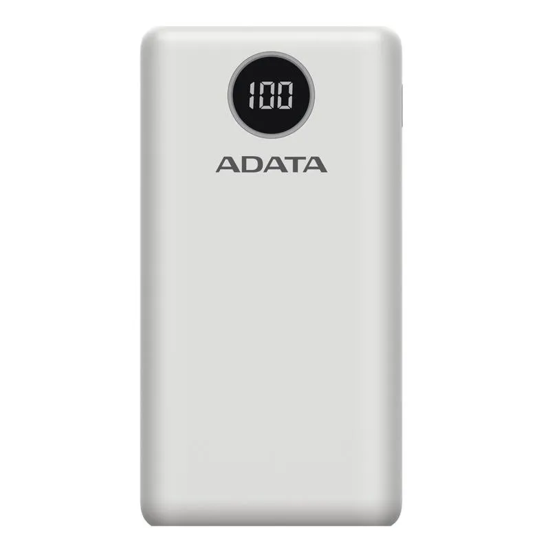 Power Bank 20000mAh blanca digital /2 puertos usb quick charge + 1 Puerto Tipo C Salida + 1 Puerto Tipo C Entrada