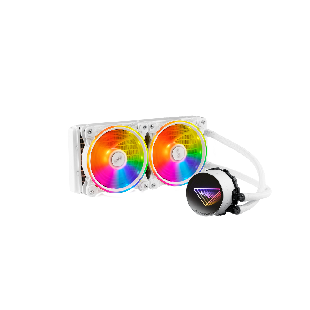 XPG LEVANTE II 240, Blanco , diseño de Espejo Infinito, Velocidad: 800-2000 RPM, Ruido: 29dBA, Flujo de Aire: 58 CFM, TDP 270W a 82?, Rodamiento Hidráulico, Socket: Intel (LGA 1851/1700/1200/115x), AMD (AM5/AM4/AM3), 5 Años de Garantía