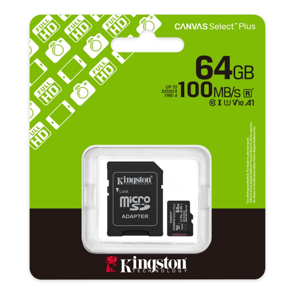 64GB microSDXC Canvas Select Plus Gen3 100MB/s A1 Card + Adapter - Image 3