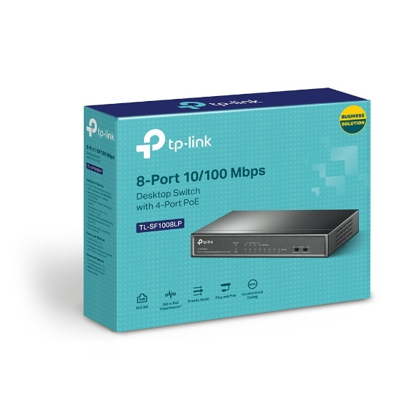 Switch TPLINK de Escritorio de 8 Puertos a 10 / 100Mbps con PoE en 4 Puertos NO Administrable COLOR Negro - Image 4